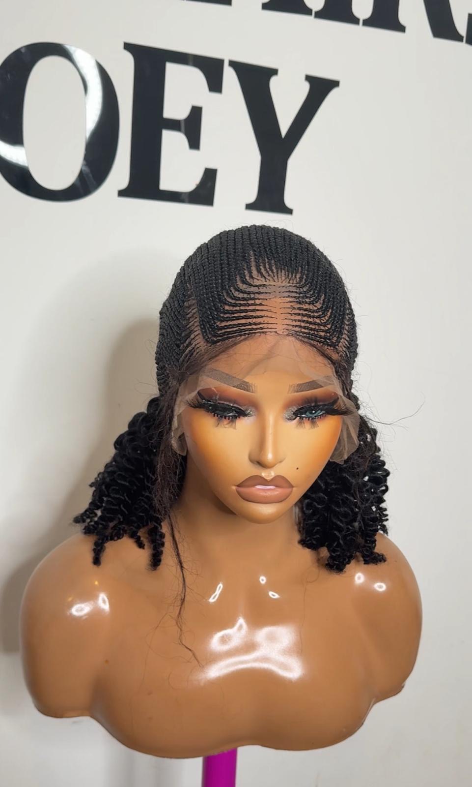 Full lace Lightweight all back short braided wig-image