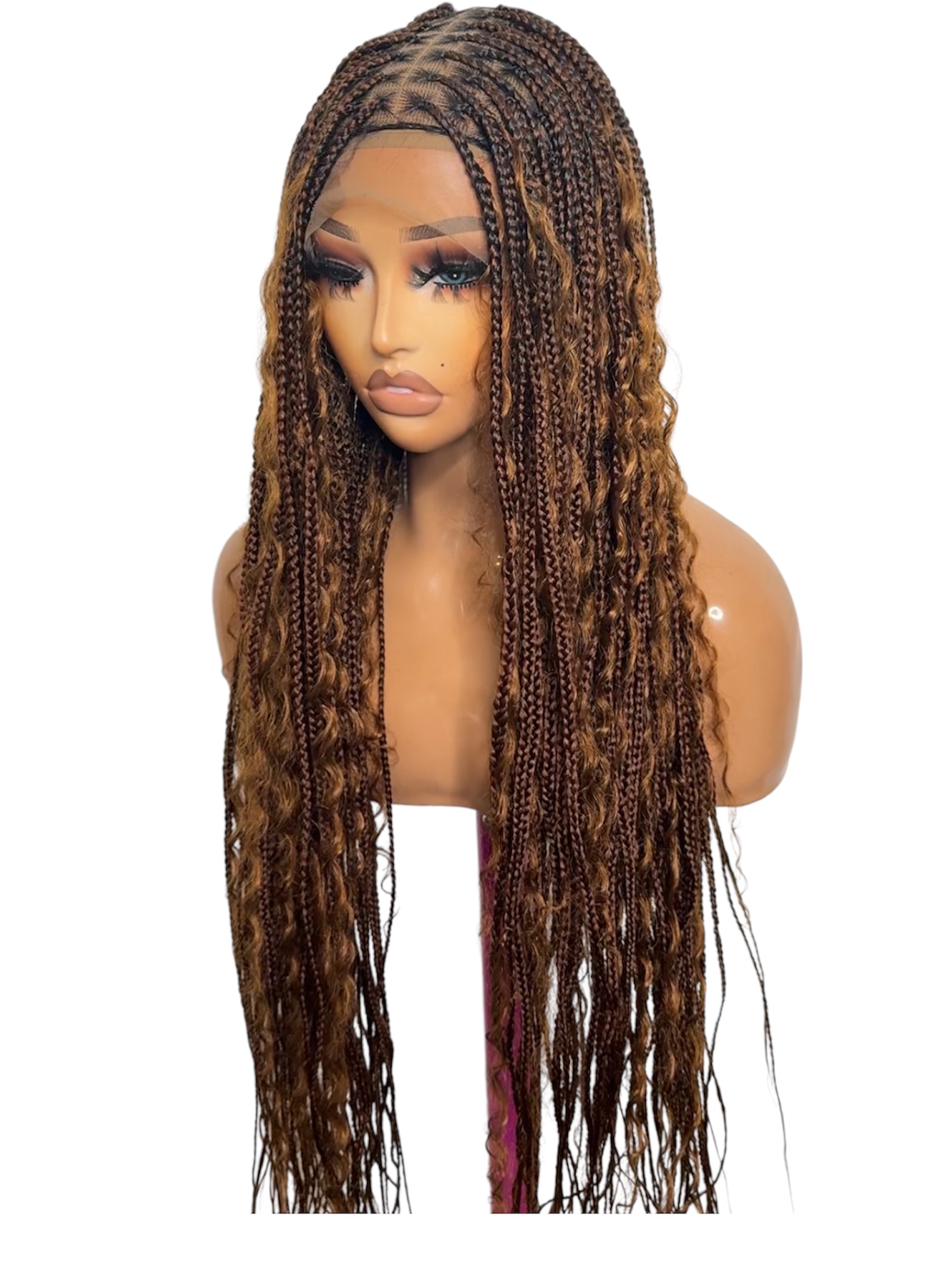 Full Lace Light brown Boho Braids-image